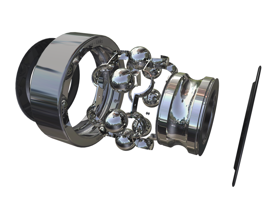 Exploded image of Factory Links wheel bearings and seal.